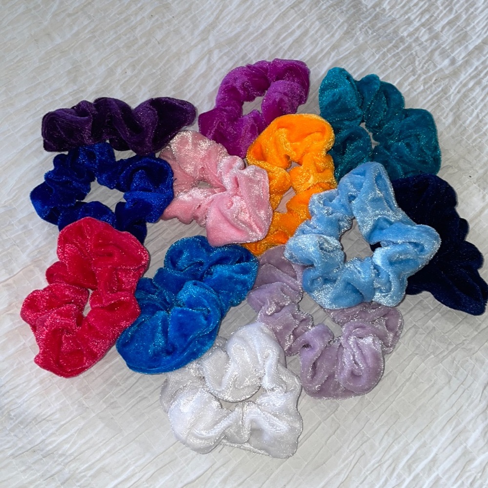 12 Colourful Velvet Scrunchies